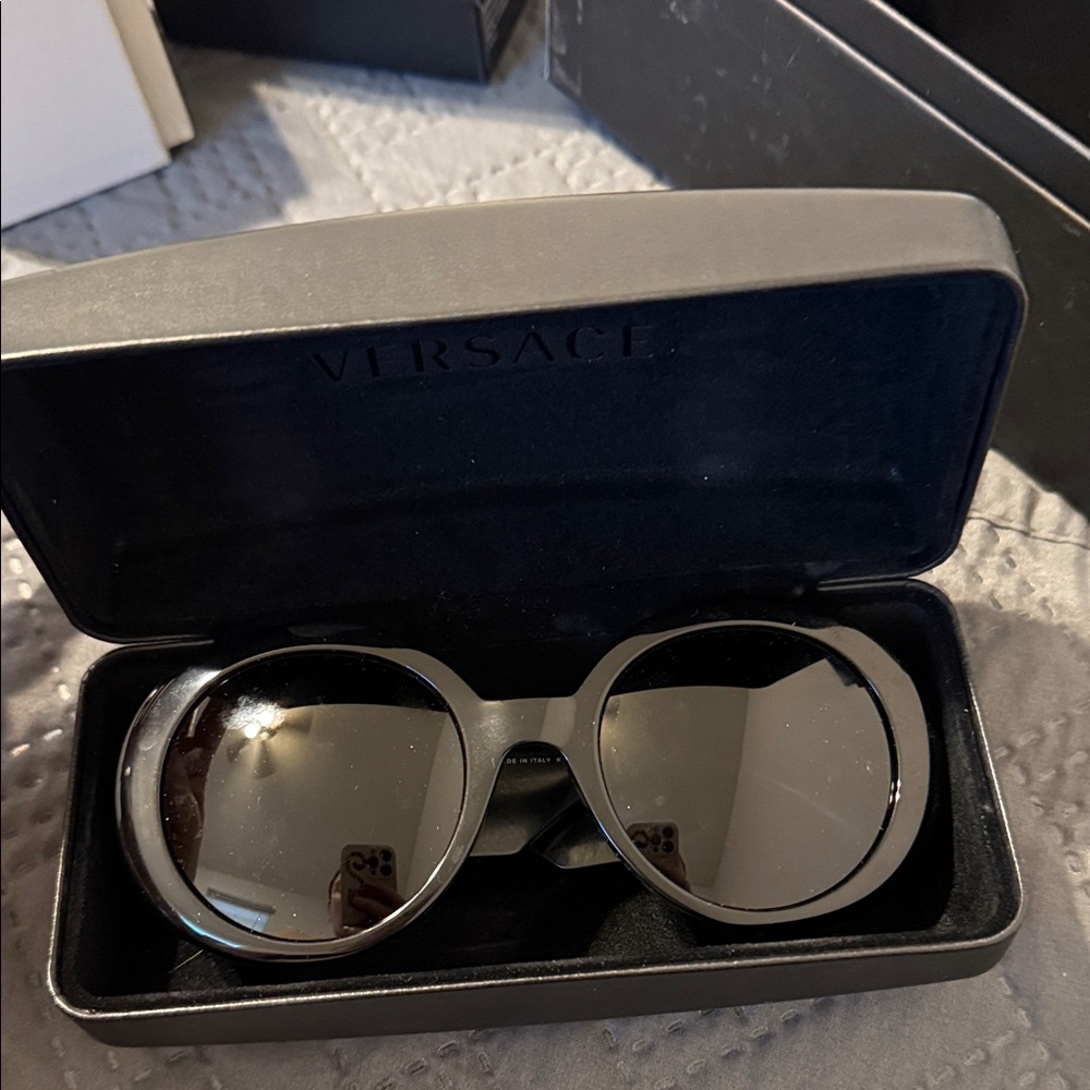 Versace Black Oval Sunglasses with Case